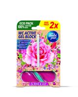 Ambipur WC Active gél-blok ruža & ľalia 2x 45 g