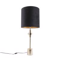 Art Deco stolná lampa zlatý zamatový odtieň čierna 40 cm - Diverso