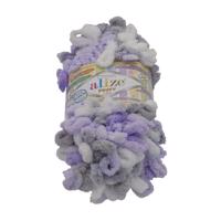 Bellatex Priadza PUFFY color biela, fialová, sivá, 100 g / 9 m