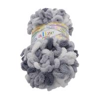 Bellatex Priadza PUFFY color biela, sivá, 100 g / 9 m