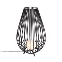 Dizajnová stojaca lampa čierna s opálom 110 cm IP44 - Angela