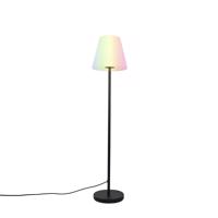 Inteligentná stojaca lampa čierna s bielym tienidlom 35 cm IP65 vrátane LED - Virginia