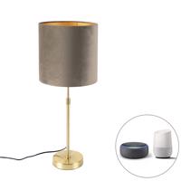 Inteligentná stolná lampa zlatá s velúrovým tienidlom taupe 25 cm vrátane Wifi A60 - Parte