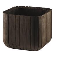 Keter Plastový kvetináč Cube planter M hnedá, 30 x 30 x 30 cm