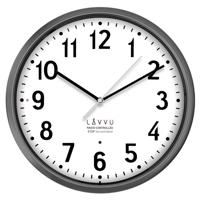 LAVVU Sivé hodiny Accurate Metallic Silver riadené rádiovým signálom, pr. 30 cm