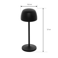 Lindby LED dobíjacia stolová lampa Arietty, čierna, sada 2 ks, hliník