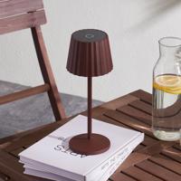 Lindby LED nabíjateľná stolová lampa Esali, hnedá, hliník, 11 cm