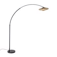 Moderná oblúková lampa čierna s orientálnym tienidlom a bambusom 50 cm - XXL Rina