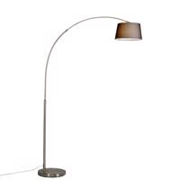 Moderná oceľová oblúková lampa s čiernym látkovým tienidlom - Arc Basic