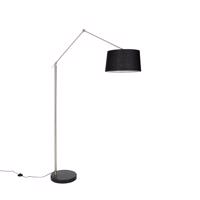 Moderná stojaca lampa oceľové ľanové tienidlo čierne 45 cm - Redaktor