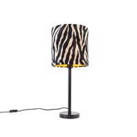 Moderná stolná lampa čierna s tienidlom zebra 25 cm - Simplo