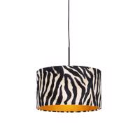 Moderná závesná lampa čierna s tienidlom zebra 35 cm - Combi