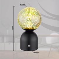 Nabíjateľná stolná lampa Julsy LED, čierna, 3D, výška 21 cm, CCT