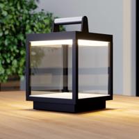 Nabíjateľná stolová lampa Lucande LED Cube, hliník, USB, IP54, stmievateľná