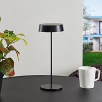 Nabíjateľná stolová lampa Lucande LED Tibia, čierna, hliník, USB, IP54