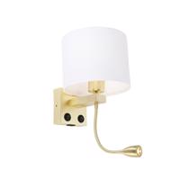 Nástenná lampa zlatá s USB a tienidlom biela 18 cm - Brescia Combi