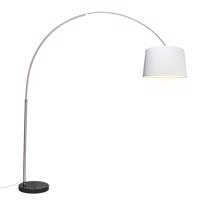 Oblúková lampa oceľová látková tienidlo biela 45 cm - XXL