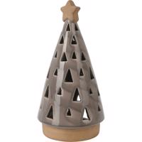 Porcelánový svietnik na čajovú sviečku Christmas tree hnedá, 10 x 20 cm