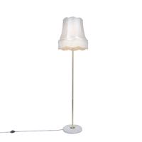 Retro stojaca lampa mosadz s krémovým odtieňom Granny 45 cm - Kaso