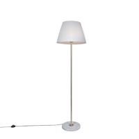 Retro stojaca lampa mosadz so skladaným tienidlom krémová 45 cm - Kaso