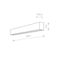 Rovné nástenné svietidlo S, 62 cm, biele