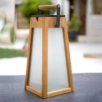 Solárna LED lucerna Tecka, teak prírodná, 39 cm