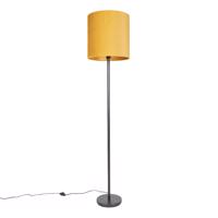 Stojaca lampa v štýle Art Deco čierna so žltým odtieňom 40 cm - Simplo