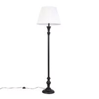 Stojacia lampa čierna s plisovaným tienidlom biela 45 cm - Classico