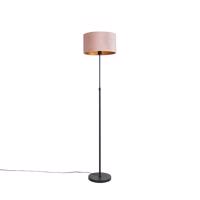 Stojacia lampa čierna s velúrovým odtieňom ružová so zlatom 35 cm - Parte