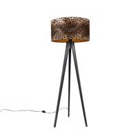 Stojacia lampa statív čierny s tienidlom leopard 50 cm - Tripod Classic