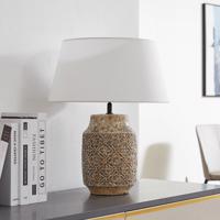 Stolná lampa Lindby Aelith, Ø 40 cm, hnedá, keramika, E27