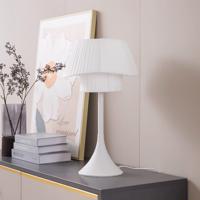 Stolná lampa Lindby Eryndor, biela, textil, Ø 30 cm, E27