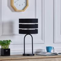 Stolná lampa Lindby Tsomo, Ø 26 cm, čierna, látka, E27