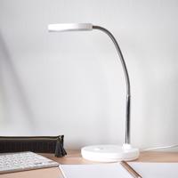 Stolná LED lampa Lindby Milow, biela, kov, výška 35 cm