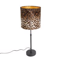 Stolová lampa čierny zamatový odtieň leopardie prevedenie 25 cm - Parte