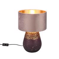 Stolová lampa Kiran, Ø 26 cm, keramika, hnedá