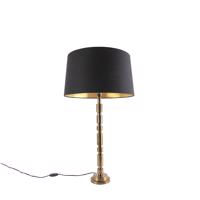 Stolová lampa v štýle art deco bronzová s bavlneným tienidlom 45 cm čierna - Torre