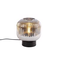 Stolová lampa v štýle Art Deco čierna s dymovým sklom - Karel