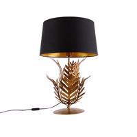 Stolová lampa zlatá s čiernym bavlneným tienidlom 40 cm - Botanica