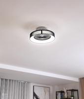 Stropný ventilátor Lindby LED Mace, čierny, tichý, Ø 47 cm