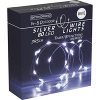 Svetelný drôt s časovačom Silver lights 80 LED, studená biela, 395 cm