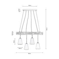 Závesná lampa Como, 4-plameňová, orech