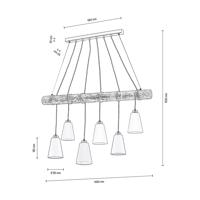 Závesná lampa Como, 6-plameňová, orech