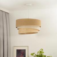 Závesná lampa Euluna Trio Juta, prírodná hnedá/biela/rafia, Ø 45 cm