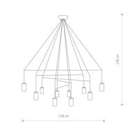 Závesná lampa Imbria, 10 svetiel, dĺžka 126 cm čierna