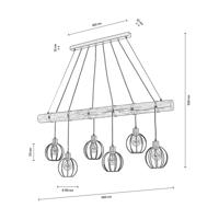 Závesná lampa Karou, 6-plameňová, borovica, hnedá