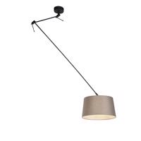 Závesná lampa s ľanovým tienidlom taupe 35 cm - Blitz I čierna