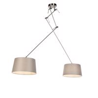 Závesná lampa s ľanovými tienidlami taupe 35 cm - oceľ Blitz II