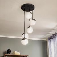 Závesná lampa Sfera 5-plameňová sklo/kov čierna