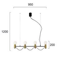 Závesná lampa Volter, 4-plameňové